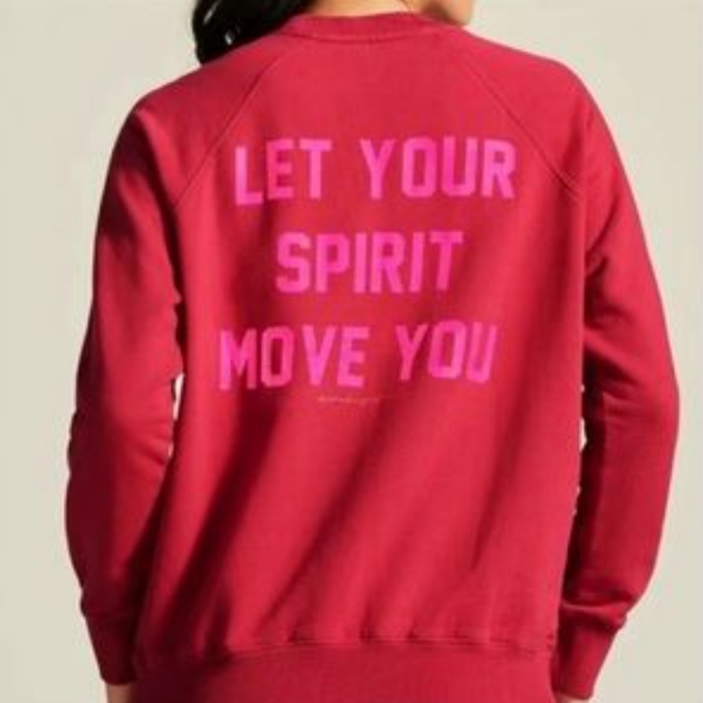 Spiritual Gangster x Peloton red & pink sweatshirt size large 100% cotton - Picture 4 of 10